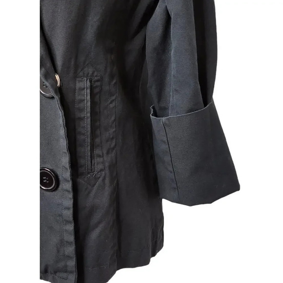 Twenty One Women's Double Breasted Cotton Snap Button Pea Coat Size Medium Black - Picture 7 of 14